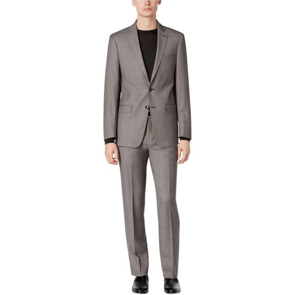 Calvin Klein Gray Birdseye Slim Two Button Formal 2 Piece Suit 38R NWT $650